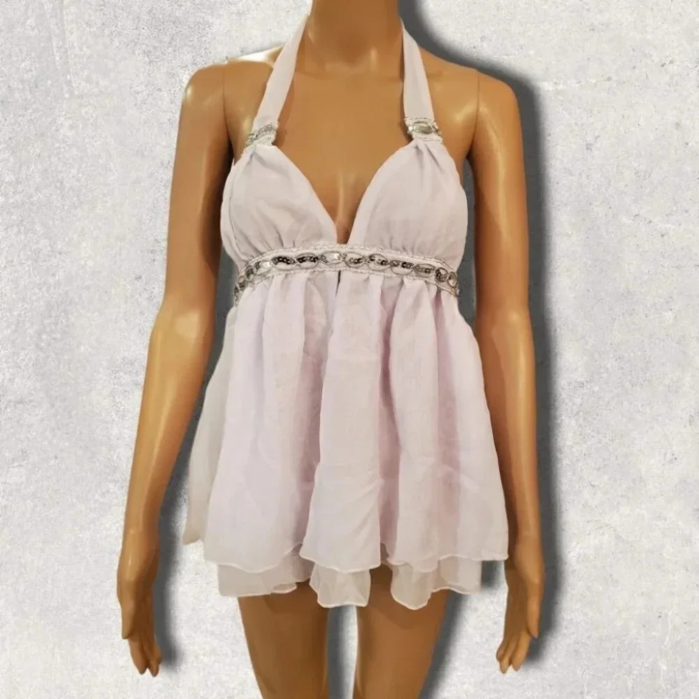 White Bling Halter with Matching Panty